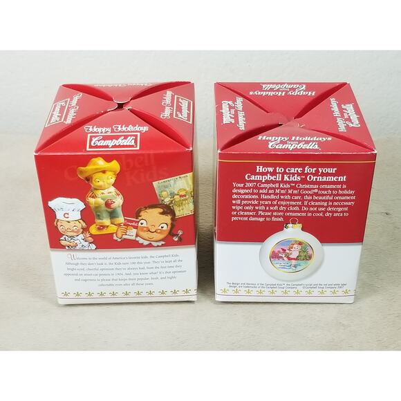 Campbell Soup Ornament Red 2004 100Th Birthday Mm Mm Good White 2007 x2 Vintage - Picture 9 of 13